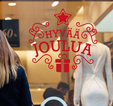 Hyvää Joulua teksti joulutarroja näyteikkunaan - Tenstickers