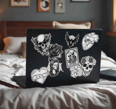 Monochrome sticker collection Laptop sticker - TenStickers