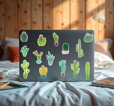 Cactus designs set laptop sticker - TenStickers