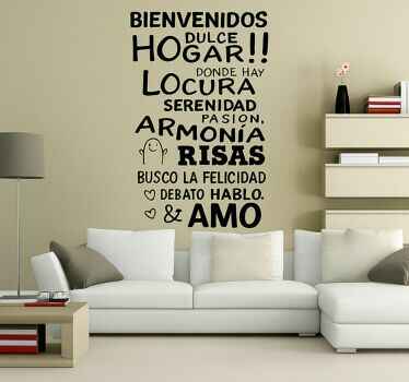 Vinilo pared salón bienvenido dulce hogar - TenVinilo
