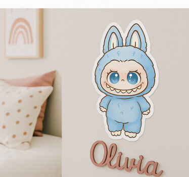 Blue monster doll sticker illustration - TenStickers