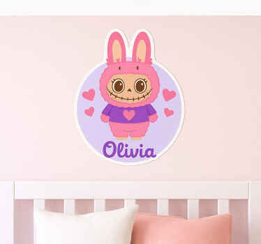 Sticker illustration monstre lapin avec nom - TenStickers