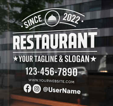 Custom information and social media restaurant sticker - TenStickers
