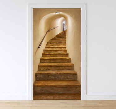 Naklejka na drzwi realistyczne schody jaskiniowe - TenStickers