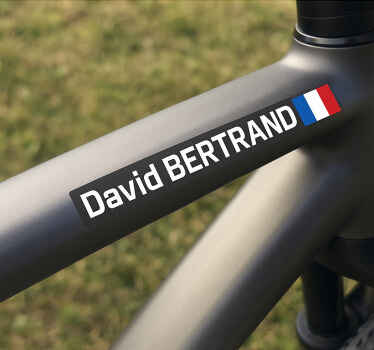 Sticker vélo drapeau français simple avec nom - TenStickers