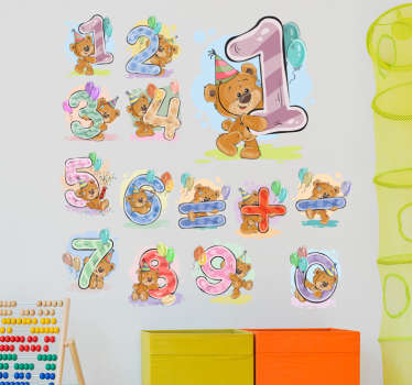 クマの数字ウォールステッカー - TENSTICKERS