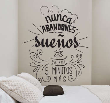 Vinilo pared frase nunca abandones sueños - TenVinilo