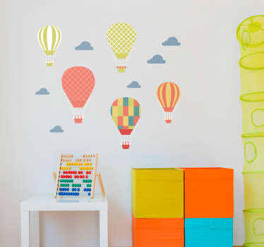 Colorful air balloons clouds kids wall sticker - TenStickers