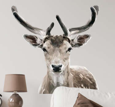 Vinilo pared retrato ciervo poligonal - TenVinilo
