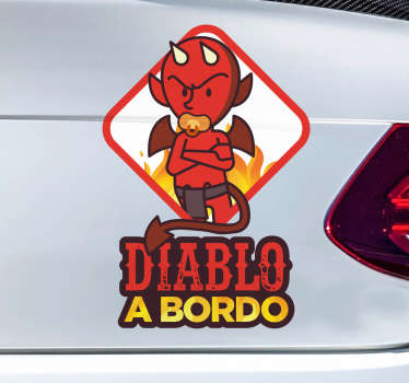 Vinilo coche diablo a bordo - TenVinilo