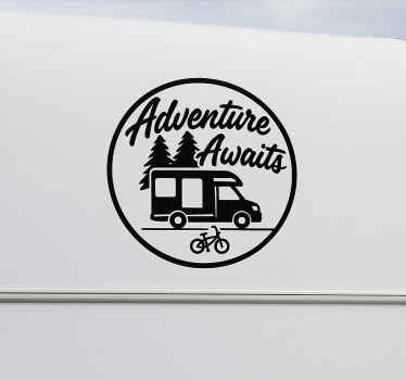 text Adventure awaits! campervan decal - TenStickers