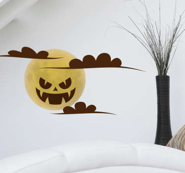 Scary Moon Face halloween sticker - TenStickers