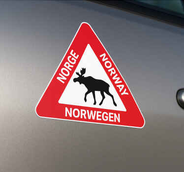 Norge elg krysser trekantskilt klistremerke til bil - Tenstickers
