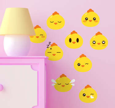 Tavuk emoji çiftlik hayvan duvar sticker seti - TenStickers