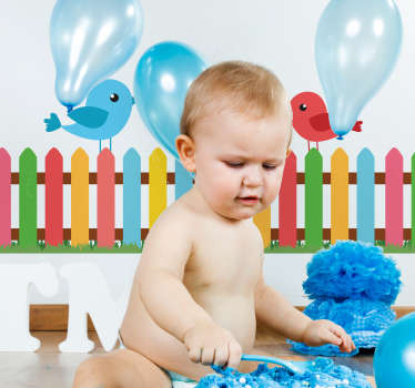 Sticker mural pour enfant clôture colorée - TenStickers