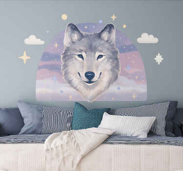 Night wolf spirit wall mural sticker - TenStickers