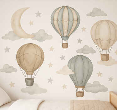 Starry balloons wall mural sticker - TenStickers