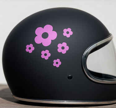 Pegatina moto diseño de flores sencillas con nombre. - TenVinilo
