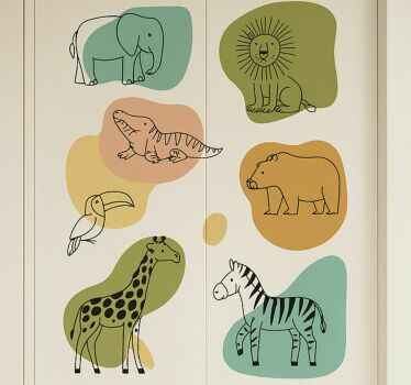 Kids savannah animals furniture sticker - TenStickers