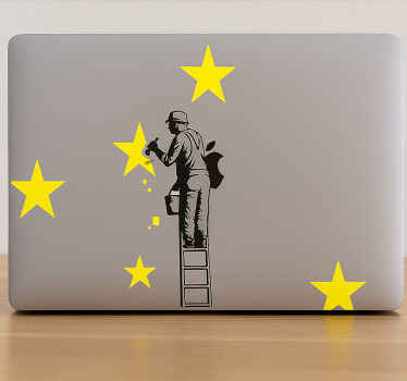 Sticker macbook peinture étoiles jaunes - TenStickers