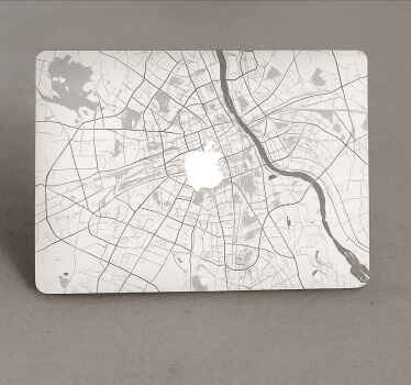 Naklejka macbook z graficzną mapą warszawy - TenStickers