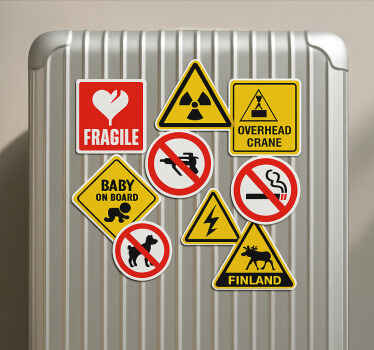 Vinilo viaje etiqueta de advertencia de equipaje - TenVinilo