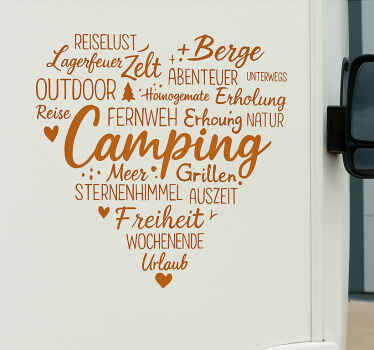 Sticker camping car camper le cœur, une bombe de mots - TenStickers