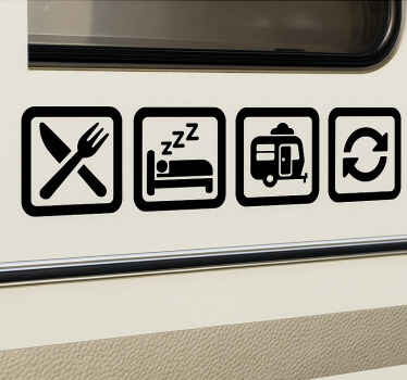 Vinilo para motorhome comer dormir caravana repetir - TenVinilo