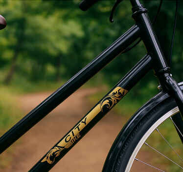 Sticker vélo bicyclette urbaine noire et dorée - TenStickers