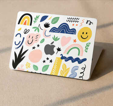 Macbook sticker playful abstract shapes design - TenStickers