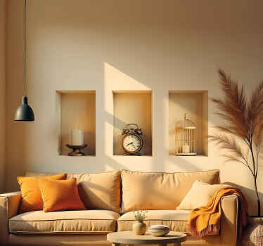 Sticker trompe l'oeil éléments vintage dans un cadre - TenStickers