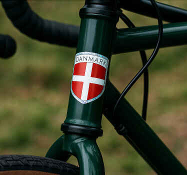 Danmarksskjold og dansk flag klistermærke til cykel - TenStickers