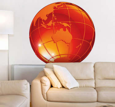 Red Globe Wall Sticker - TenStickers