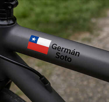 Adhesivo para bicicleta con la bandera y con nombre - TenVinilo