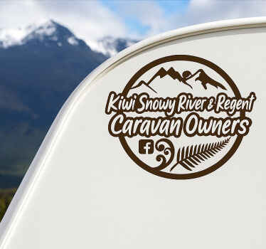 Brown stylized kiwi campervan decal - TenStickers