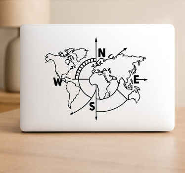 Vinilo touchpad brújula del mapa del mundo - TenVinilo