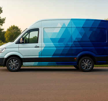 Vinilo furgoneta diseño de triángulos azules - TenVinilo