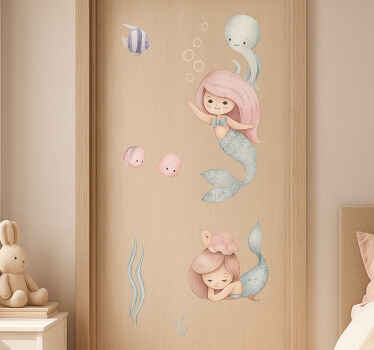 Adesivo per porta set sirena per bambini - TenStickers