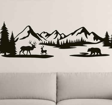 Mountain Forest Landscape living room wall sticker - TenStickers