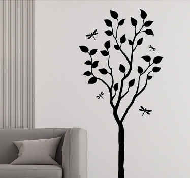 Vinilo pared salón diseño de árbol pequeño - TenVinilo