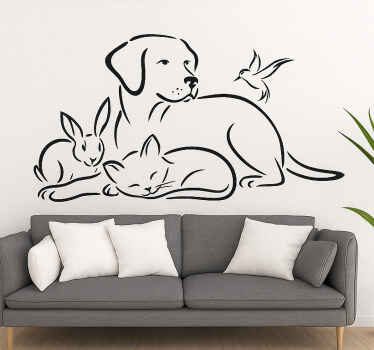 Vinilo para salón adhesivo de pared de mascotas - TenVinilo
