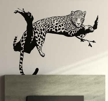 Leopard on tree living room wall sticker - TenStickers
