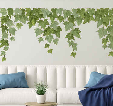 Vinilo para salón planta de hiedra cayendo del techo - TenVinilo