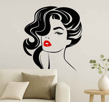Wandtattoo Wohnzimmer hübsche frau mit roten lippen - TenStickers