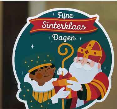 Sticker Sinterklaas ronde raamsticker feest - TenStickers