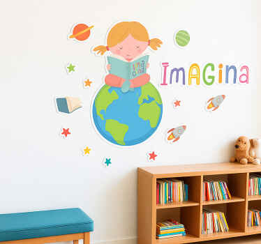 Vinilo infantil mundo del libro y la imaginación - TenVinilo