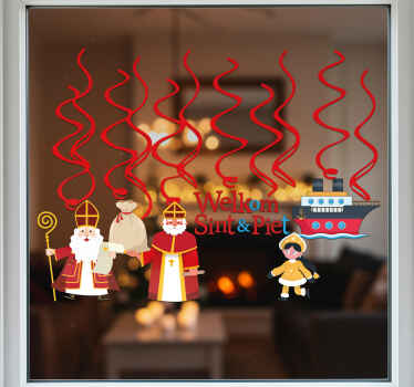 Sinterklaas swirl decoratie etalage sticker - TenStickers