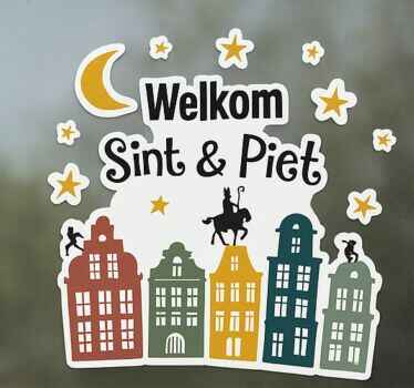 Huizen ¨welkom sint & piet¨ raamsticker - TenStickers