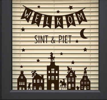 Sticker fenêtre skyline « bienvenue à saint-pierre » - TenStickers