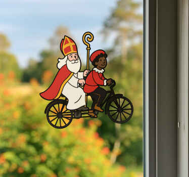 Sint en piet op fiets muursticker - TenStickers